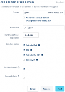Installing Ghost on OVHcloud 4